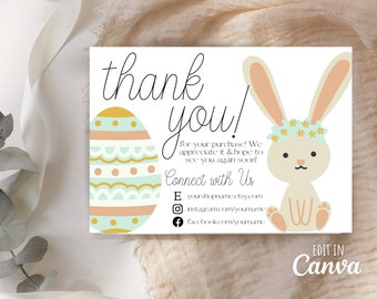 Thank You For Your Order, Etsy Thank You Card, Small Business Thank You, Easter Thank You, Thank You Card Template, Easter Bunny Thank You