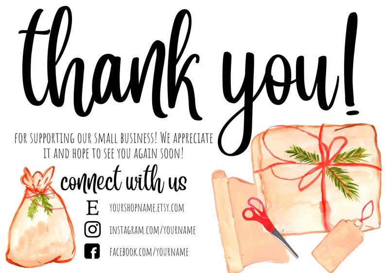 Thank You For Your Order, Etsy Thank You Card,Christmas Wrapping Thank You,Christmas Thank You,Thank You Template, Wrapping Paper, Packaging image 2