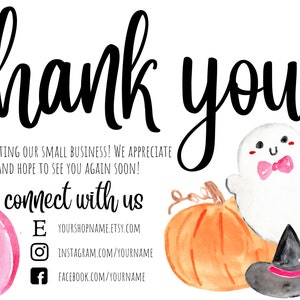 Thank You For Your Order, Etsy Thank You Card, Small Business Thank You, Halloween Thank You, Thank You Template, Jack o' Lantern, Pumpkins image 2