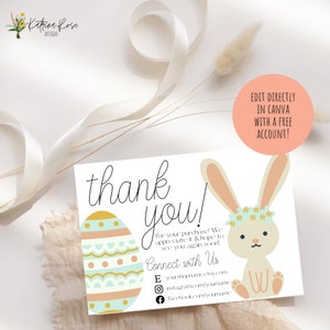 Thank You For Your Order, Etsy Thank You Card, Small Business Thank You, Easter Thank You, Thank You Card Template, Easter Bunny Thank You image 4