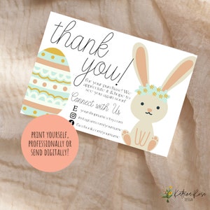 Thank You For Your Order, Etsy Thank You Card, Small Business Thank You, Easter Thank You, Thank You Card Template, Easter Bunny Thank You image 5