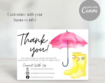 Thank You For Your Order, Etsy Thank You Card, Small Business Thank You, Spring Thank You, Thank You Card Template, Watercolor Cactus