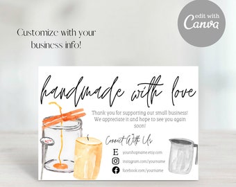 Thank You For Your Order, Etsy Thank You Card, Small Business Thank You, Candle Thank You, Thank You Template, Candle Business,Candle Making