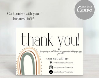 Thank You For Your Order, Etsy Thank You Card, Small Business Thank You, Floral Thank You, Thank You Card Template, Thanks for the Purchase