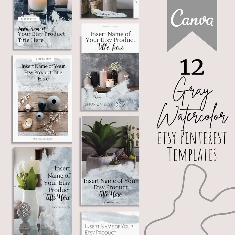 Modèles Canva Pinterest, Épingles Pinterest, Modèles Canva, Épingles féminines, Épingles de produits Etsy, Modèles d'épingles Pinterest, Boutique Etsy image 1