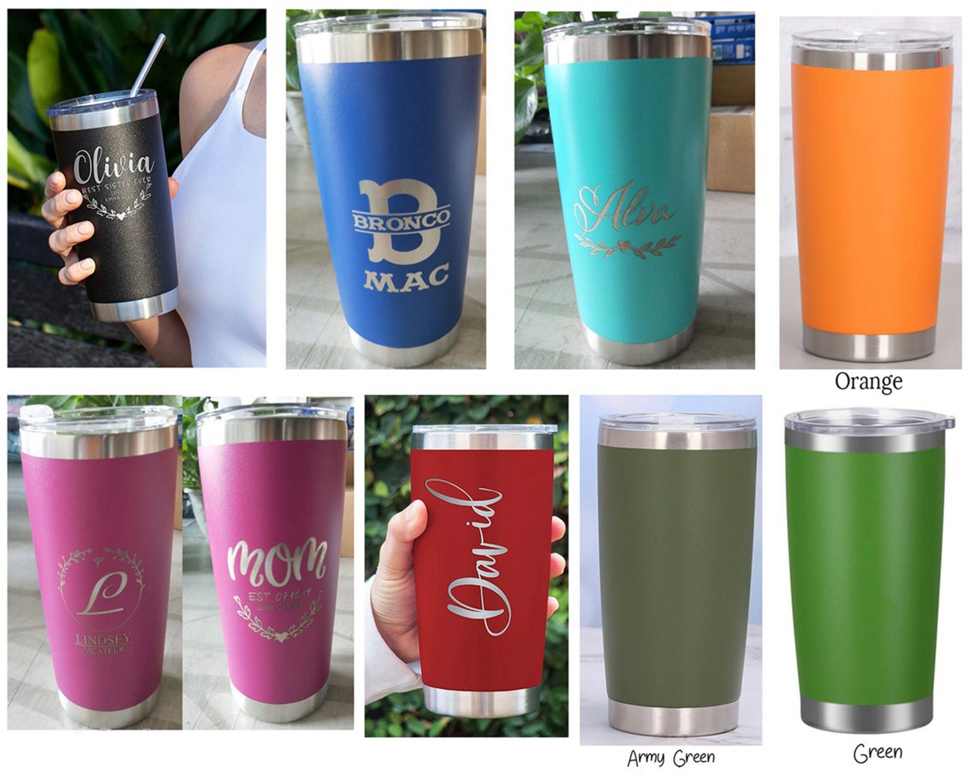 Tumbler personalizado taza de viaje de acero inoxidable vaso Etsy