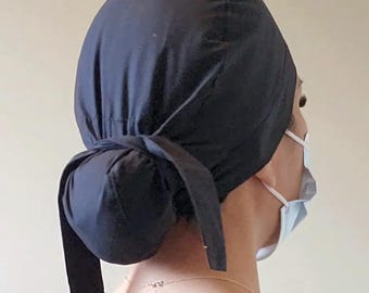 Women Scrub Caps with Bun Space and Elastic Tie-Back[ Surgical Hat | ER | Nurse | Dental ] By V Scrub Caps