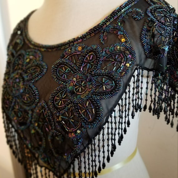 Vintage Beaded & Sequin Floral Capelet