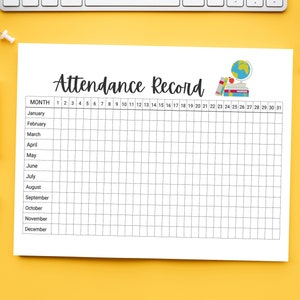 Homeschool Attendance Record Tracker Log Sheet Printable