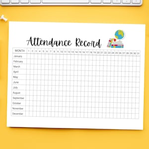 Homeschool Attendance Record Tracker Log Sheet Printable