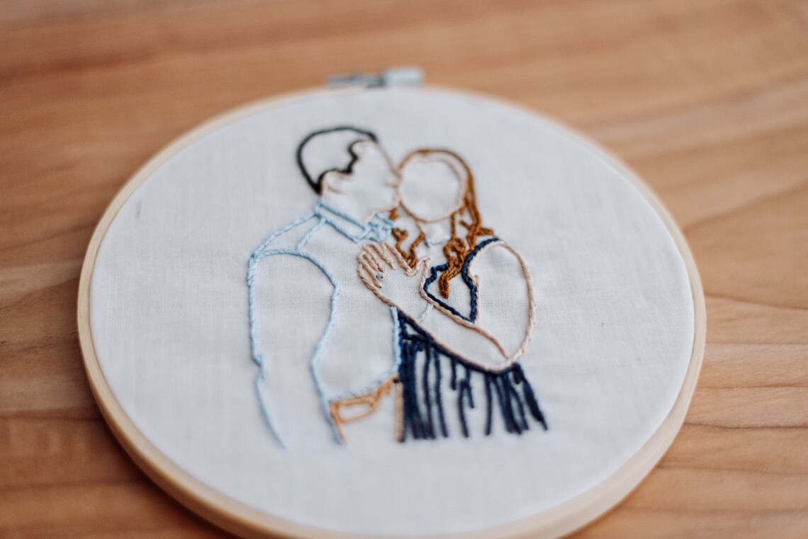 Couples Portrait Embroidery Hoop Embroidery Decor Etsy