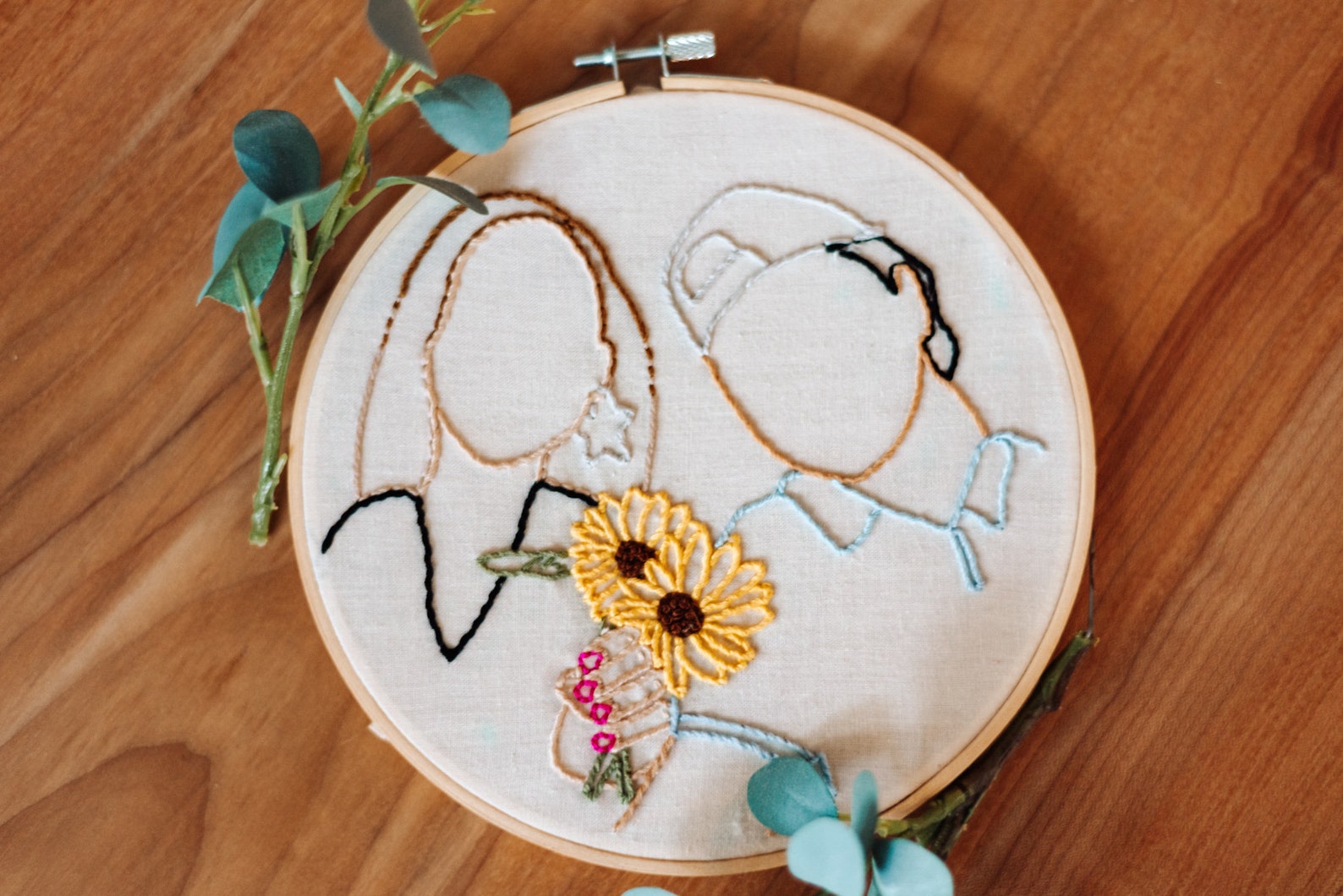 Couples Portrait Embroidery Hoop Embroidery Decor Etsy