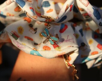Autumn Coffee & Dragonfly Charm Scrunchies – Cozy Hair Tie Gift