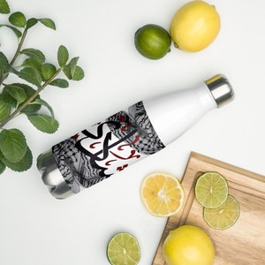 Palestinian Kufiyah Stainless Steel Water Bottle with Personalized Names