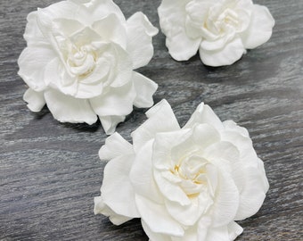 Real White Gardenia Blooms - 3 Preserved Gardenias - Naturally Grown