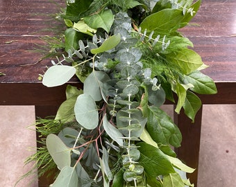 Fresh Eucalyptus Wedding Garland: Plumosa, Salal & Silver Dollar
