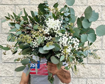 Fresh Eucalyptus & Baby's Breath Bouquet - California Grown