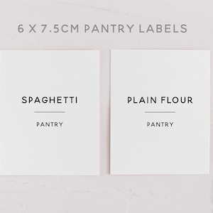 Modern Minimalist Simple Pantry Labels 60x75mm | Basic Sets Customise your own Set