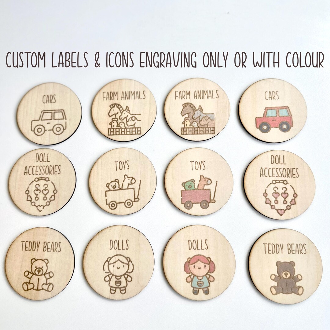 Custom Cute Minimal Toy Storage Labels | Wooden Labels | Laser Engraved ...