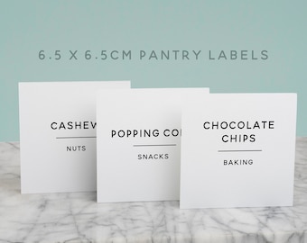 Modern Minimalist Simple Pantry Labels 65x65mm | Basic Sets Customise your own Set