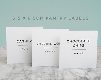Modern Minimalist Pantry Labels 65x65mm | Basic Sets Customise your own Set