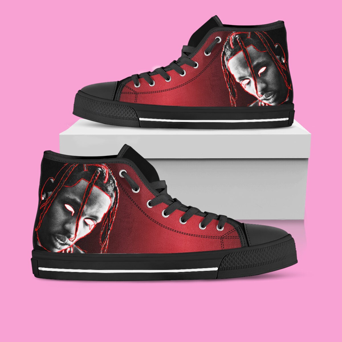 Travis Scott Custom Shoes Travis Scott Hightop Canvas Shoes | Etsy
