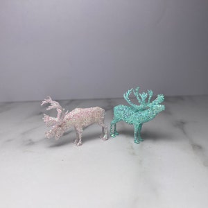 1:12 Scale Dollhouse Miniature Reindeer Decor Pastel Colors - Set of 2