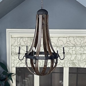 Miniature Dollhouse Wrought Iron and Wood Look Chandelier