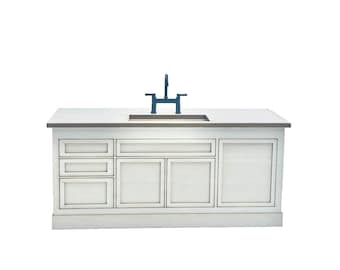 The Cabinet Collection - 1:12 Scale Dollhouse Miniature - Monica Kitchen Island with Sink