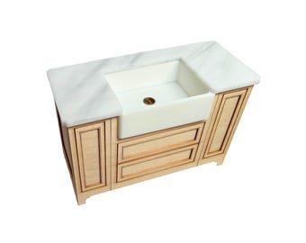 Abigail Vanity Kit - Farmhouse Sink - 1:12 Scale Dollhouse Miniature