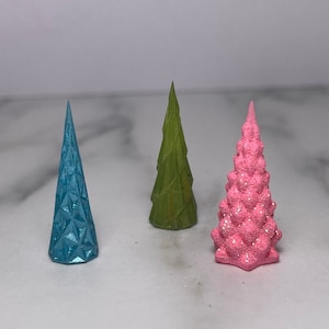 1:12 Scale Dollhouse Miniature Resin Christmas Trees - Bright Colors