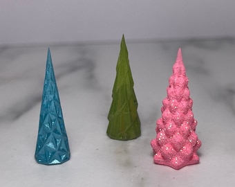 1:12 Scale Dollhouse Miniature Resin Christmas Trees - Bright Colors