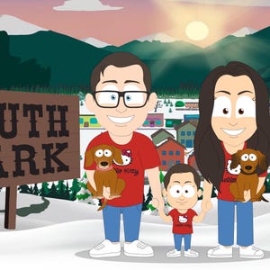 fathers day gift, Custom Cute Cartoon Portrait, Family Drawing, digital Couple Illustration, Birthday, Anniversary, Engagement, Wedding