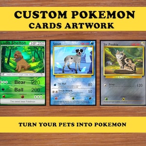 Carte Pokémon pour animal de compagnie, carte Pokémon personnalisée, propriétaire de chien, propriétaire de chat, propriétaire d'animal de compagnie, cadeau Pokémon personnalisé, monument commémoratif d'animal de compagnie, cadeau de perte d'animal de compagnie, cadeau commémoratif d'animal de compagnie