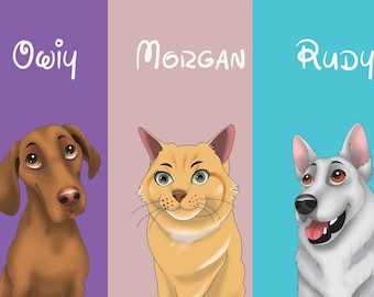 Dog Cat Illustration Personalized Gift Pet Memorial Custom Artwork Disney Pet Portrait Cartoon