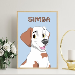 custom disney pet portrait from photo, custom dog portrait, cat portrait, personalized dog art, custom dog painting, pet memorial ideas