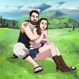 Vatertagsgeschenk, personalisiertes benutzerdefinierte Anime Porträt, Paar Zeichnung Illustration, Familie Cartoon Kunst, Jahrestag, Geburtstag, Verlobung