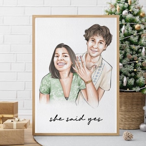 Retrato personalizado en acuarela, para pareja y familia, aniversario, cumpleaños, Navidad, San Valentín.