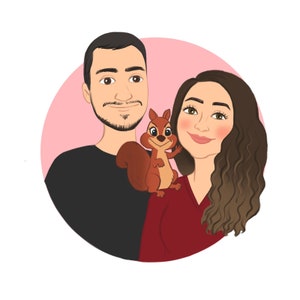 Custom Cartoon Portrait, Couple illustration, family drawing, birthday gift, Anniversary Gift, Valentines Couple Portrait, Cute Couple Gifts