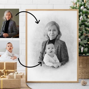 Add Loved One to Photo, Memorial Gift for Loss of Father-Mother, Family Portrait From Photos, Memorial Gift Idea for Her Him Dad & Mom
