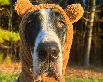 cute dog snood with ears, Great Dane accessories, extra large dog winter hat for dogs, giant dog fleece beanie ears, dog birthday gift