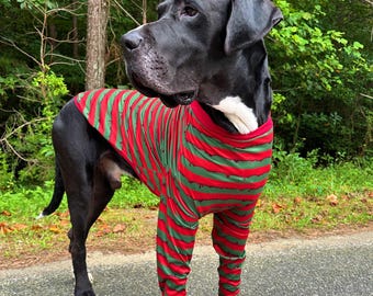 custom Great Dane Halloween costume for dogs, extra large dog sweater costume for large dogs, Great Dane pajamas Freddy Krueger dog costume,