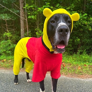 custom Great Dane Halloween costume for dogs, extra large dog Pooh bear costume for large dogs, Great Dane pajamas funny dog costumes, hunny