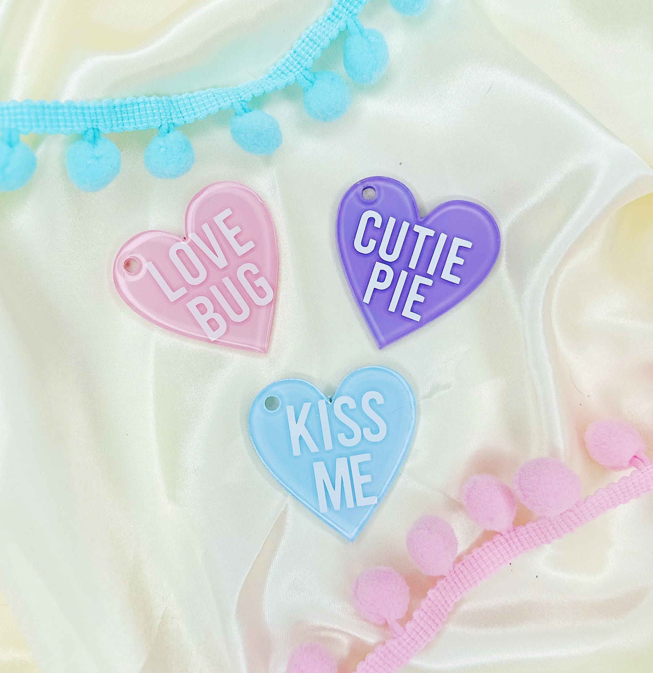 Valentines Dog Tag, Heart Candy Heart Dog Collar, Conversation Tag, Personalized Tags For Funny Id