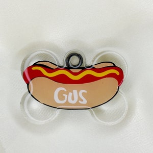 Food Dog Tag, Hot Dog Dog Tag, Resin Dog Tag, Personalized Pet Tag, Pet ID, Custom dog tag, funny Dog Tag, Wiener dog gift, daschund gifts,