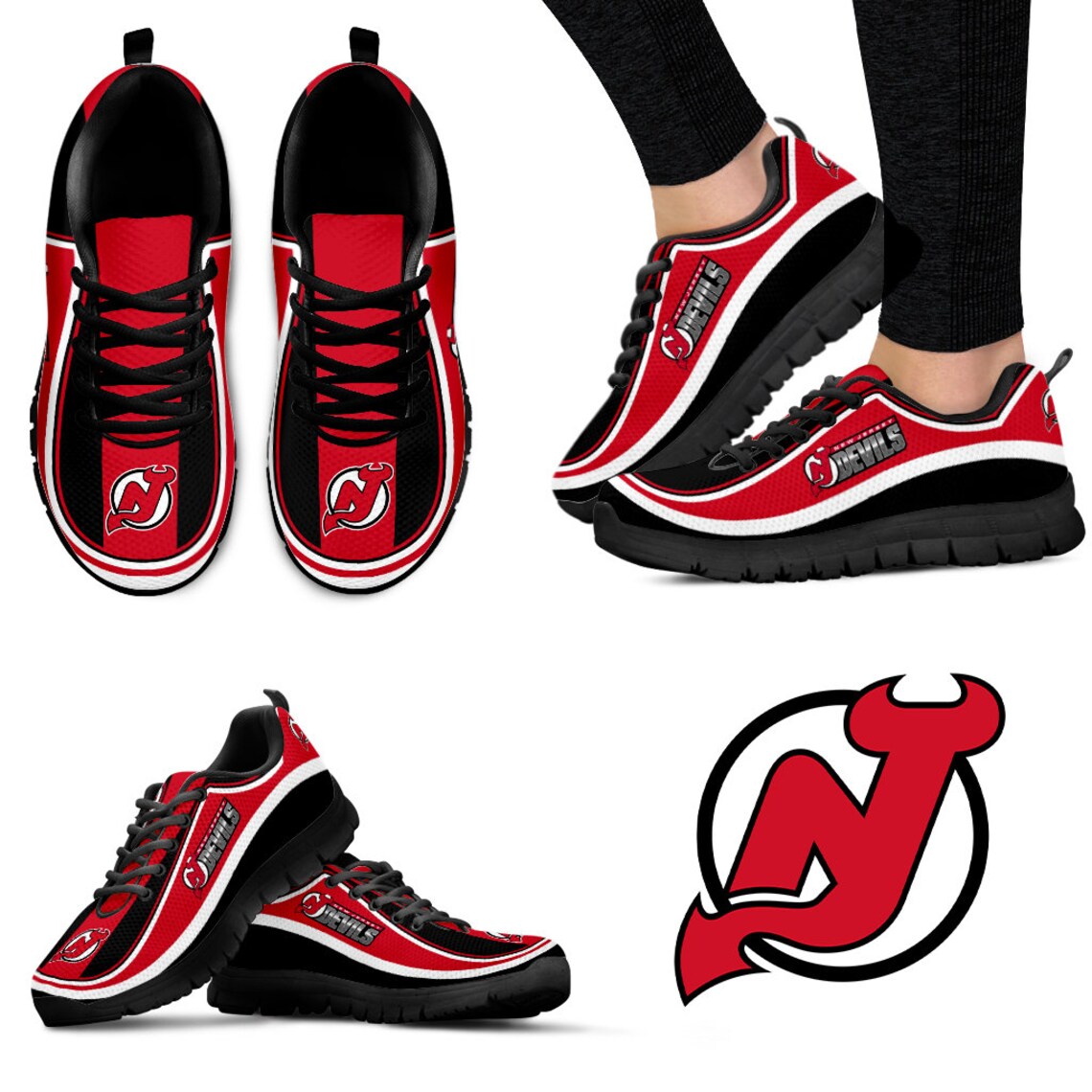 New Jersey Devils Sneaker Hockey Shoes New Jersey Sneaker Etsy