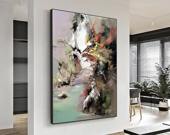 Large Textured Abstract Oil Painting: Contemporary Wall Art