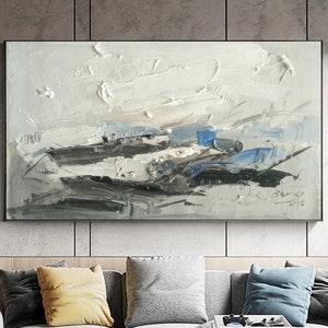 Minimalist Gray Texture Painting: Abstract Canvas Art