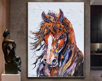 Horse Painting Animal Painting, Oversize Original Handmade Oil Painting On Canvas, Modern Style, Hand Made Wall Art ,Acrylic Painting