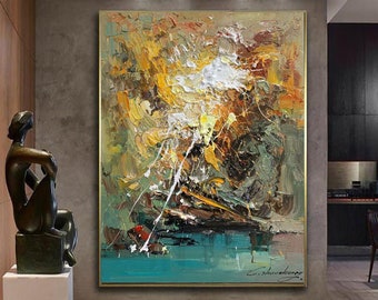 Textured Abstract Painting: Original Colorful Canvas Art